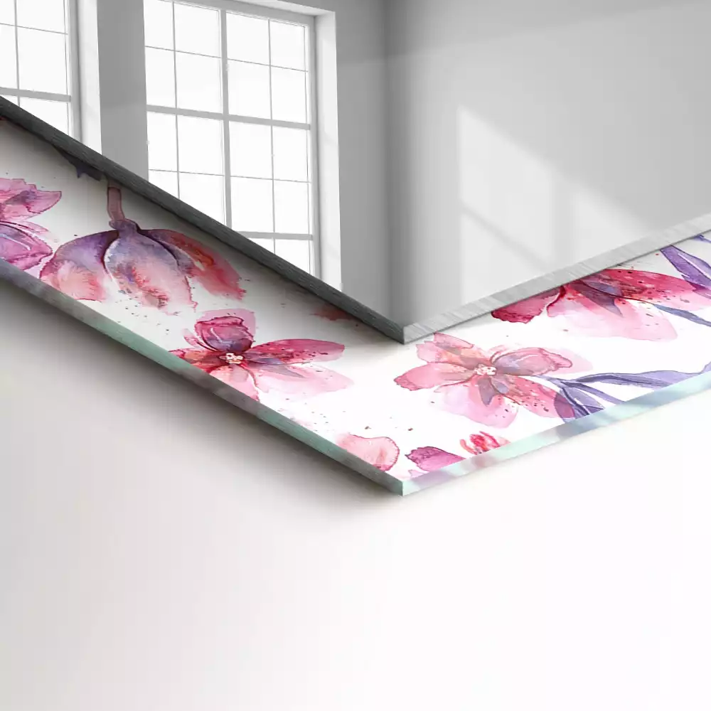 Bedrukte rechthoekige spiegel Bloemen aquarelpatroon