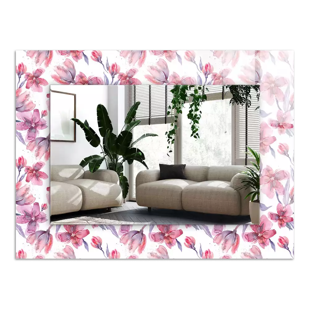 Bedrukte rechthoekige spiegel Bloemen aquarelpatroon