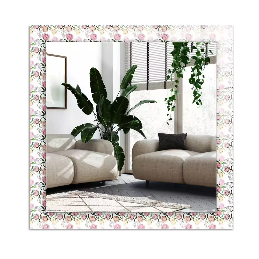 Rechthoekige spiegel met decoratie Bloemenpatroon