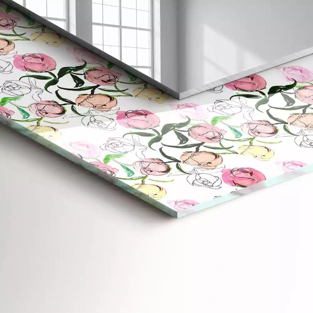 Rechthoekige spiegel met decoratie Bloemenpatroon