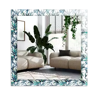 Rechthoekige spiegel met decoratie Bamboe bladeren aquarel