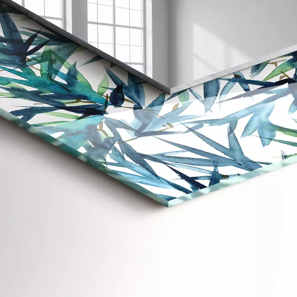 Rechthoekige spiegel met decoratie Bamboe bladeren aquarel