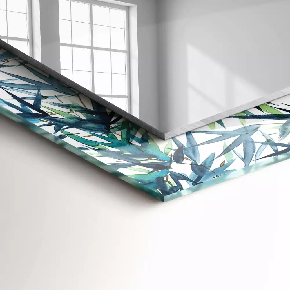 Rechthoekige spiegel met decoratie Bamboe bladeren aquarel