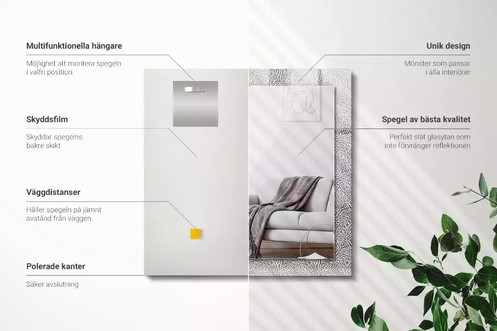 Rechthoekige spiegel lijst met print 3D-patroon