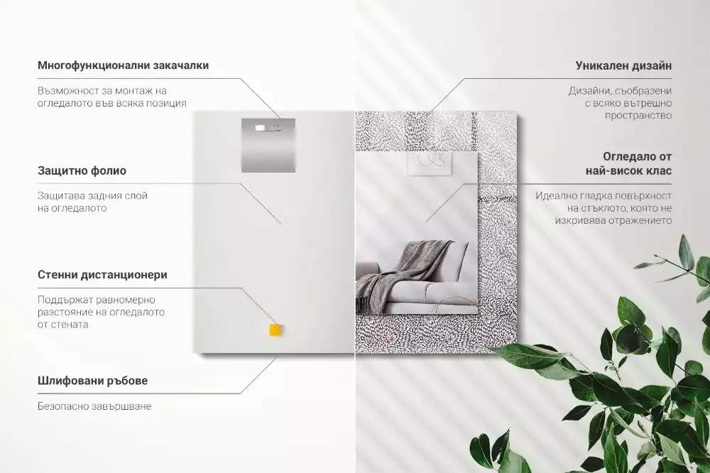 Rechthoekige spiegel lijst met print 3D-patroon