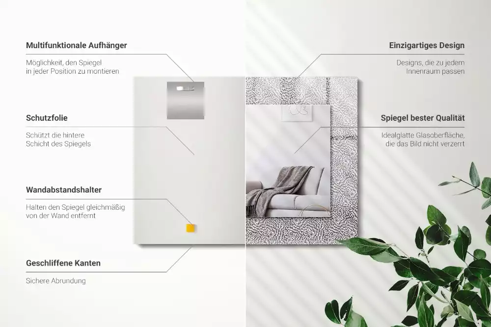 Rechthoekige spiegel lijst met print 3D-patroon