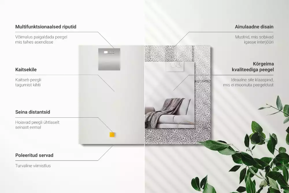 Rechthoekige spiegel lijst met print 3D-patroon