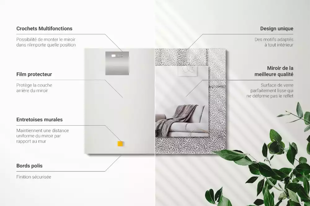 Rechthoekige spiegel lijst met print 3D-patroon