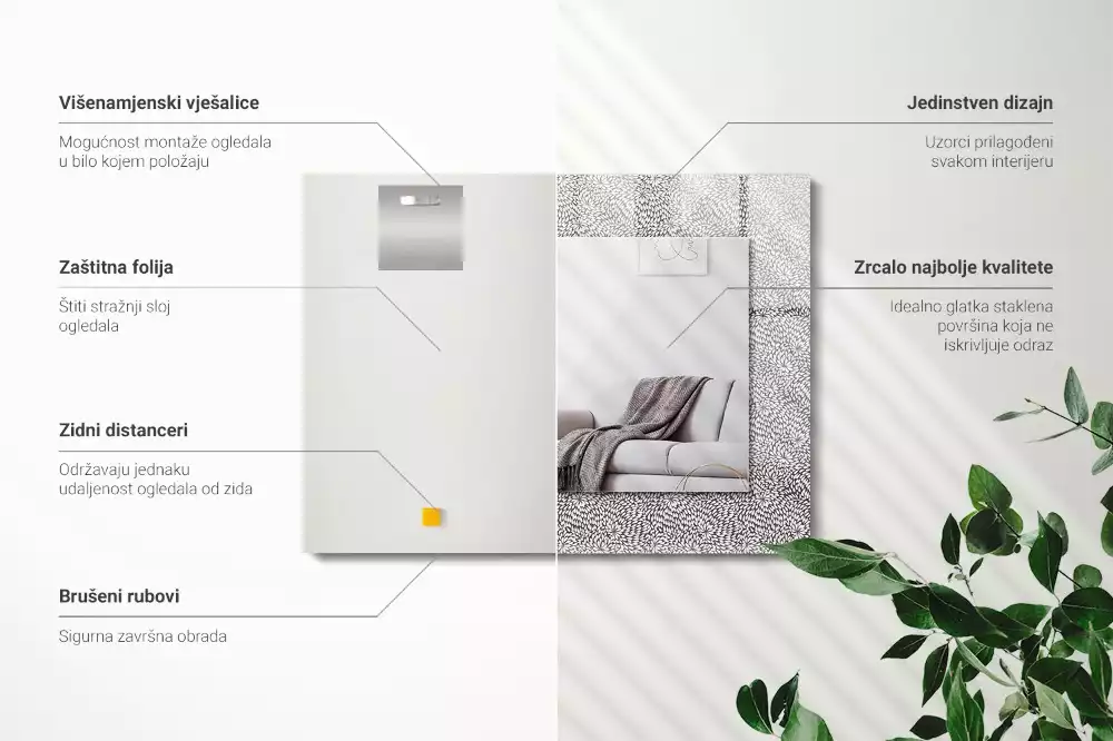 Rechthoekige spiegel lijst met print 3D-patroon