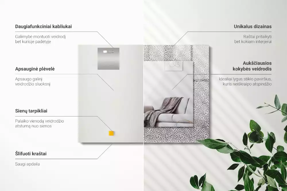 Rechthoekige spiegel lijst met print 3D-patroon