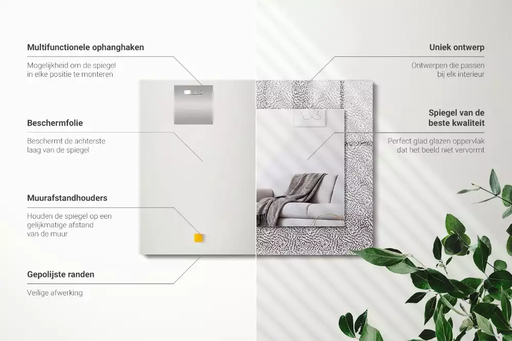 Rechthoekige spiegel lijst met print 3D-patroon