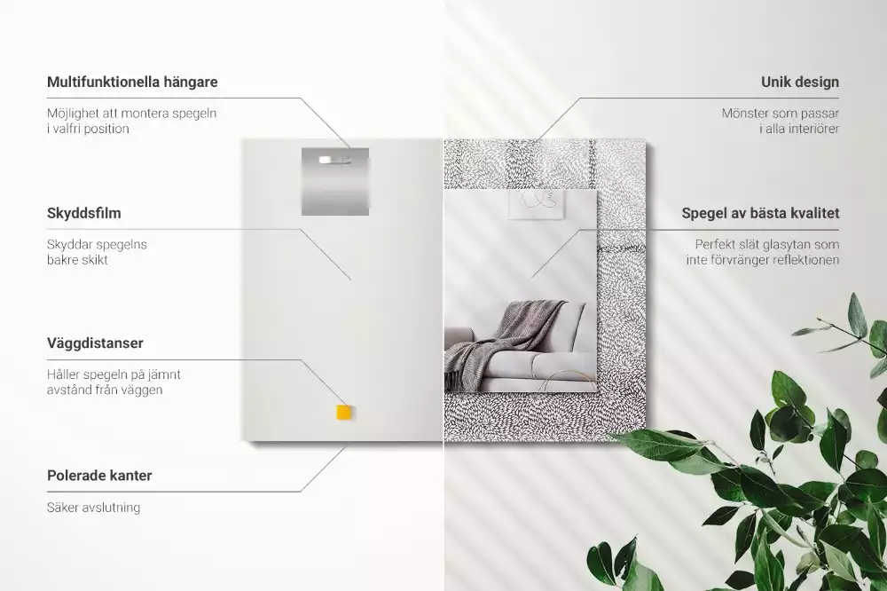 Rechthoekige spiegel lijst met print 3D-patroon