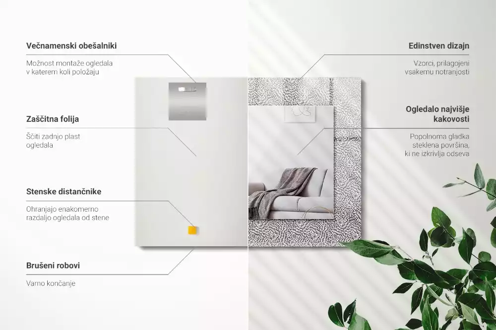 Rechthoekige spiegel lijst met print 3D-patroon