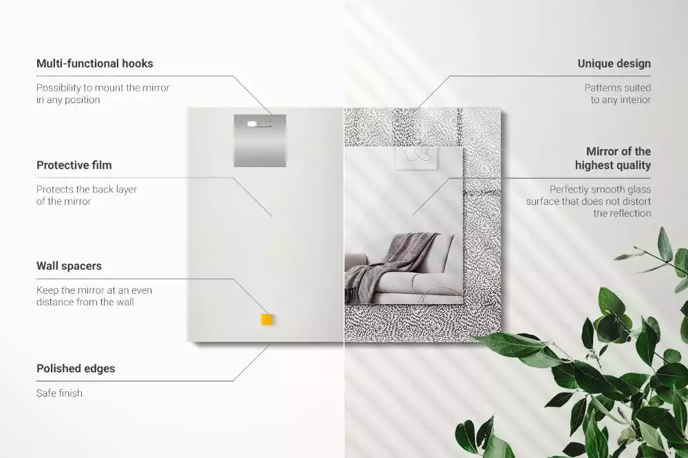 Rechthoekige spiegel lijst met print 3D-patroon