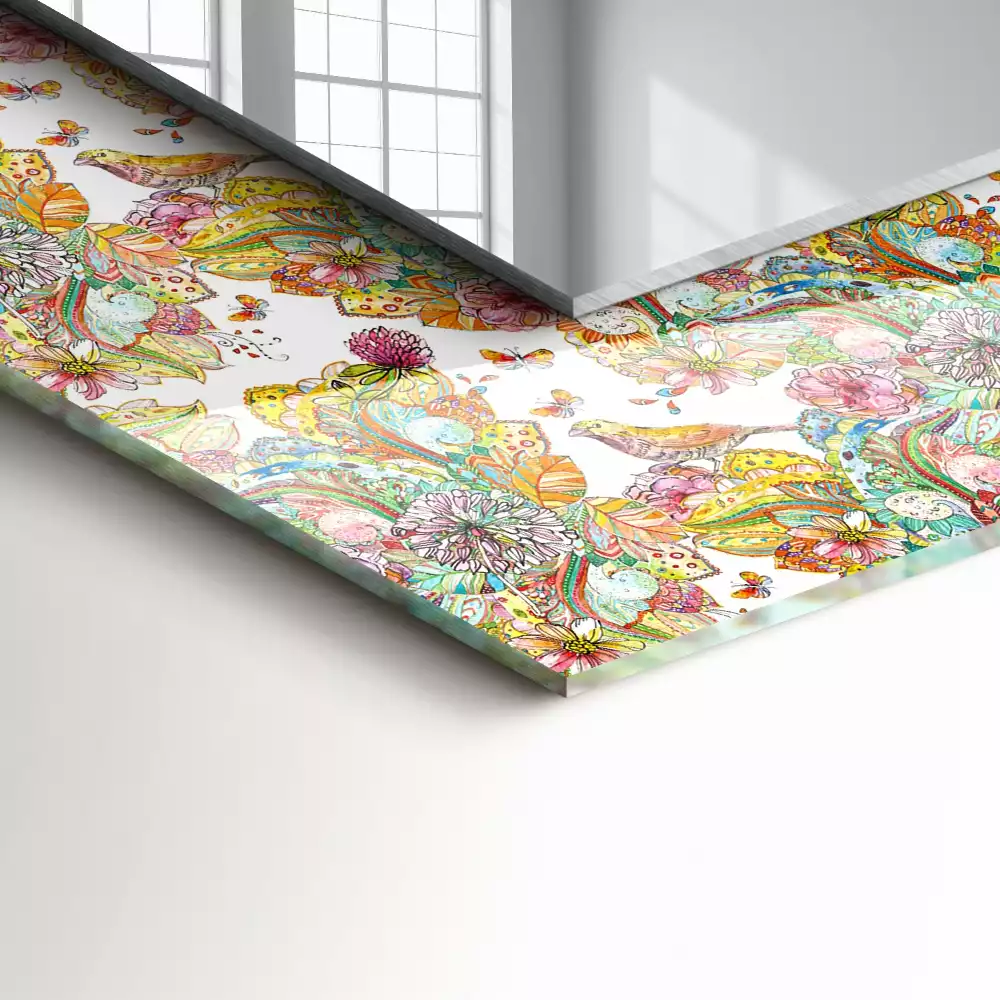 Bedrukte rechthoekige spiegel Kleurrijke vlinders bloemen