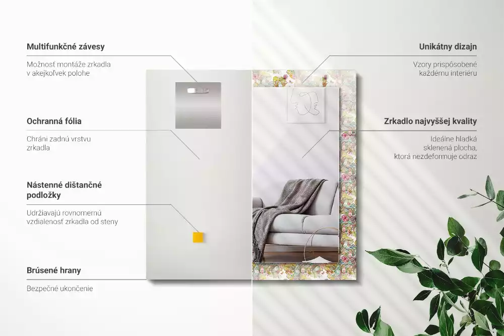 Bedrukte rechthoekige spiegel Kleurrijke vlinders bloemen