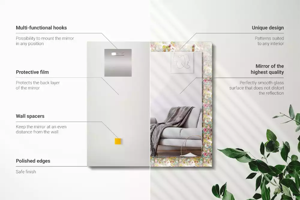 Bedrukte rechthoekige spiegel Kleurrijke vlinders bloemen