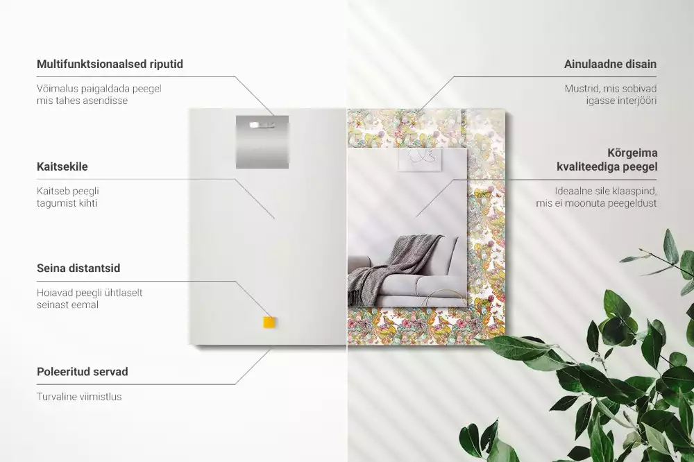 Bedrukte rechthoekige spiegel Kleurrijke vlinders bloemen