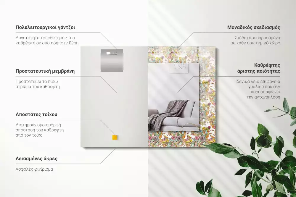 Bedrukte rechthoekige spiegel Kleurrijke vlinders bloemen