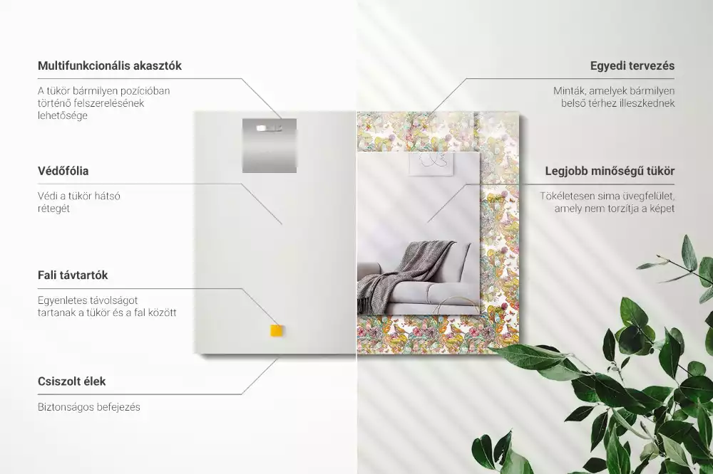 Bedrukte rechthoekige spiegel Kleurrijke vlinders bloemen