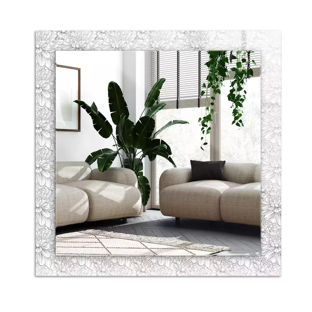 Rechthoekige spiegel met decoratie Monochroom bloemenpatroon