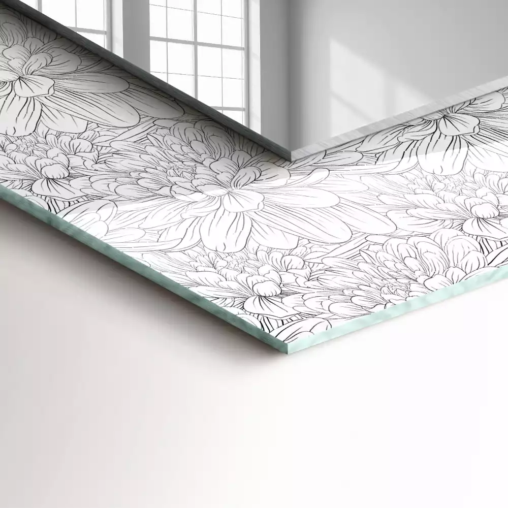 Rechthoekige spiegel met decoratie Monochroom bloemenpatroon
