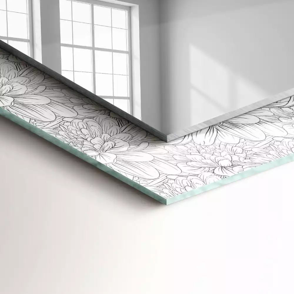 Rechthoekige spiegel met decoratie Monochroom bloemenpatroon
