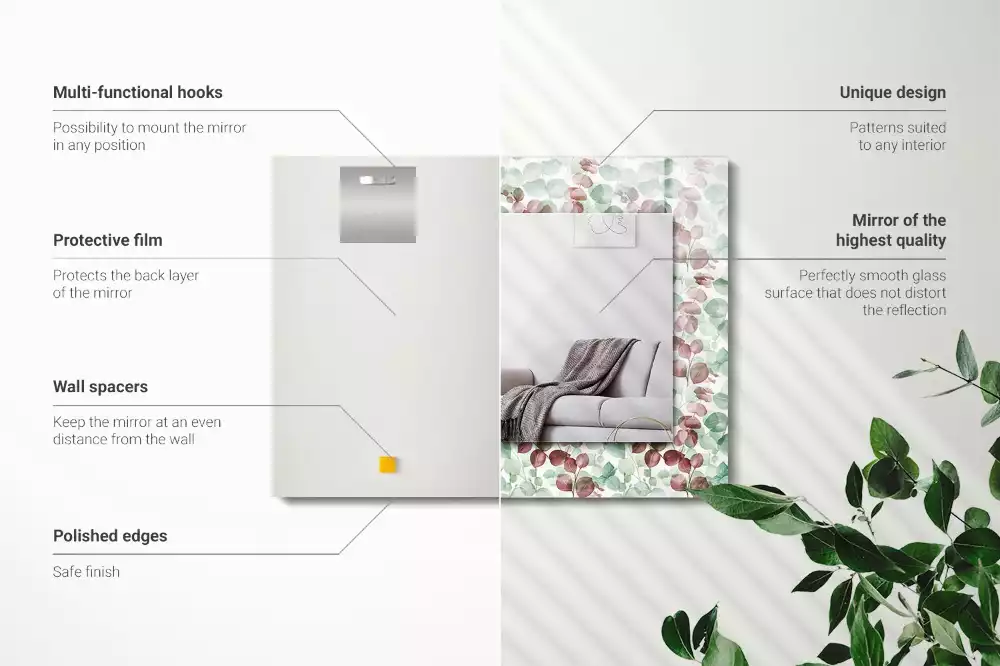 Rechthoekige spiegel met decoratie Aquarelbladeren