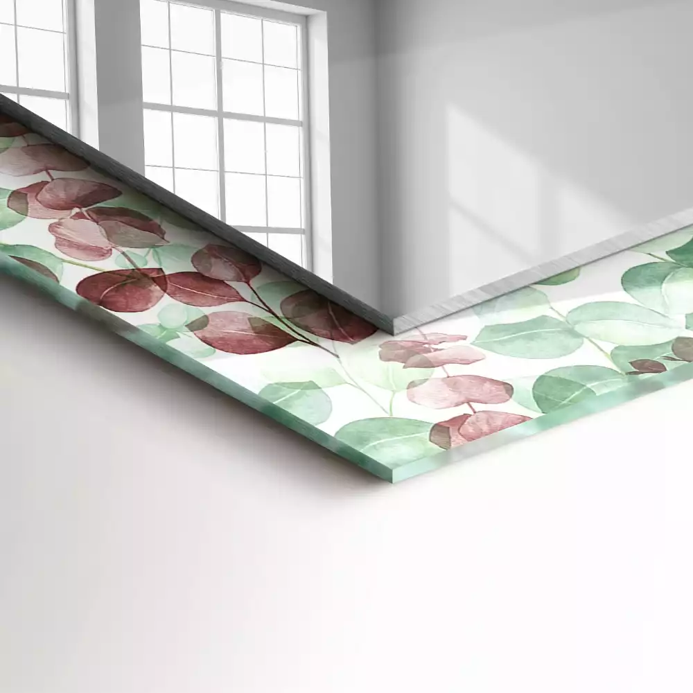 Rechthoekige spiegel met decoratie Aquarelbladeren