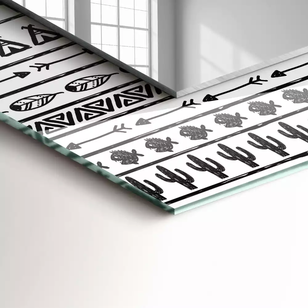 Rechthoekige spiegel lijst met print Tipi pijlpuntcactussen