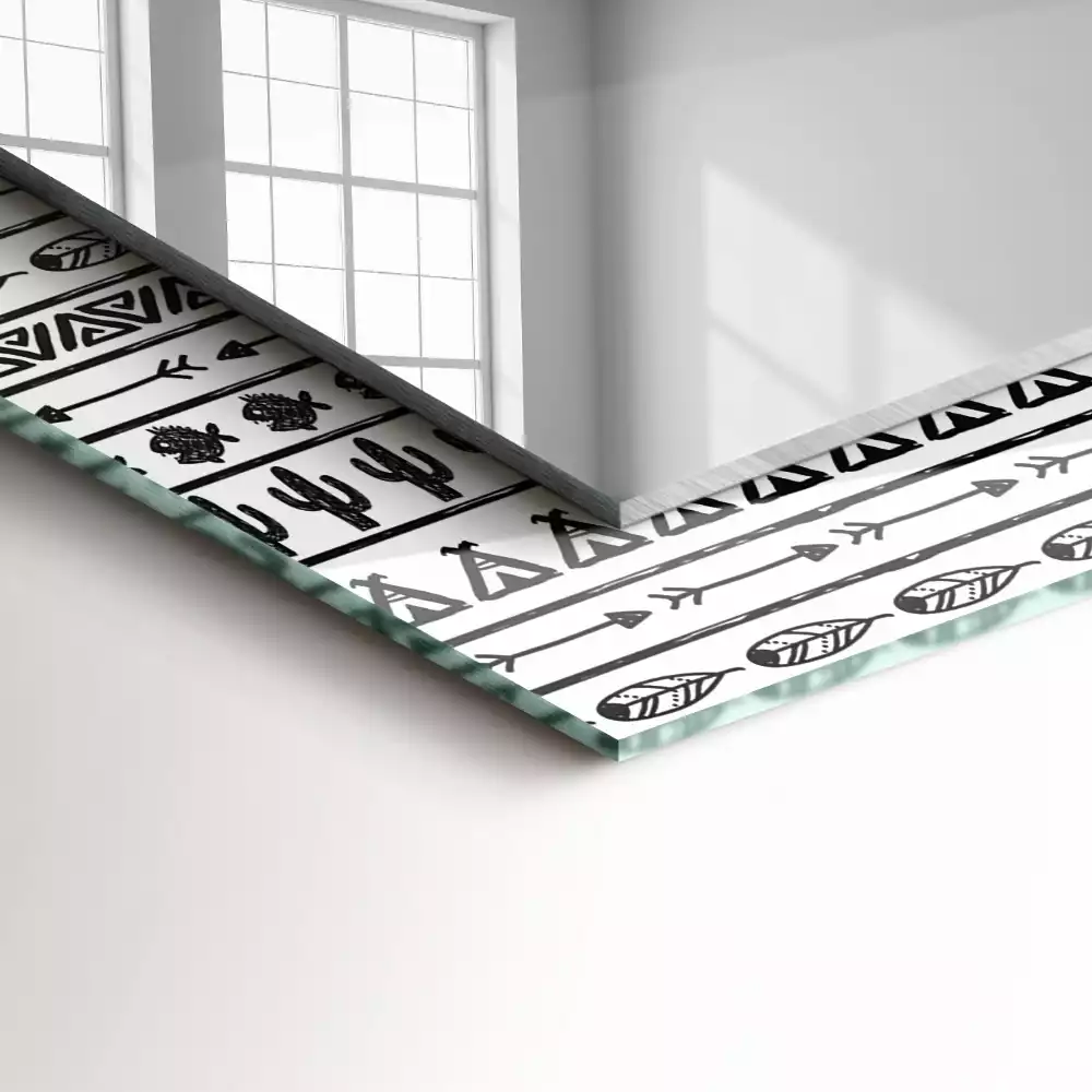 Rechthoekige spiegel lijst met print Tipi pijlpuntcactussen