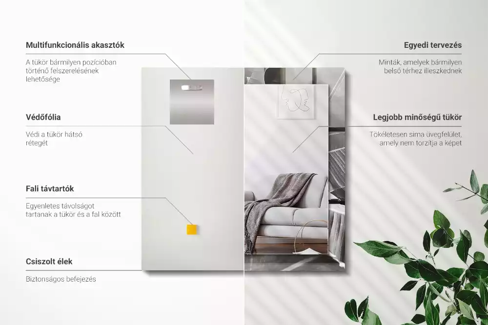 Rechthoekige spiegel met bedrukte lijst Bananenbladeren