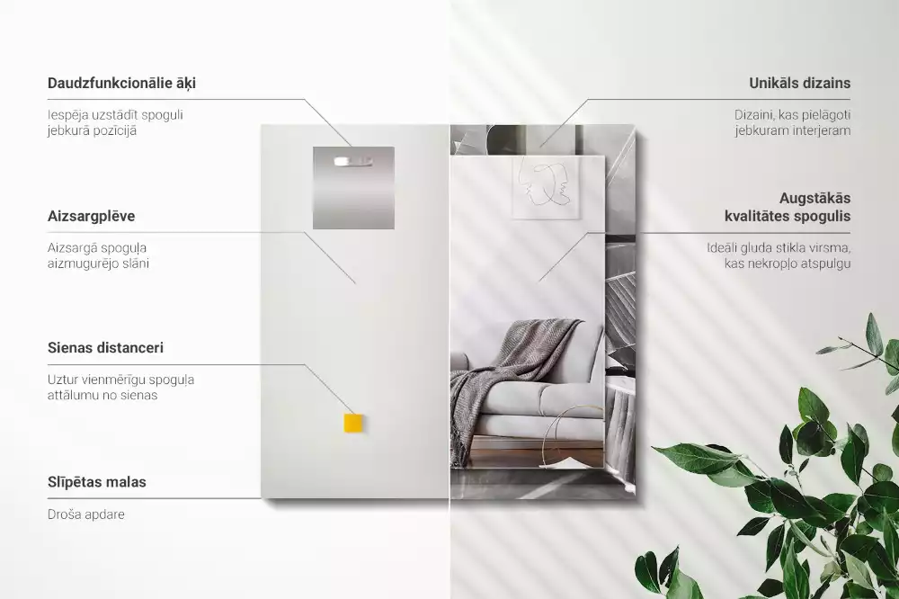 Rechthoekige spiegel met bedrukte lijst Bananenbladeren