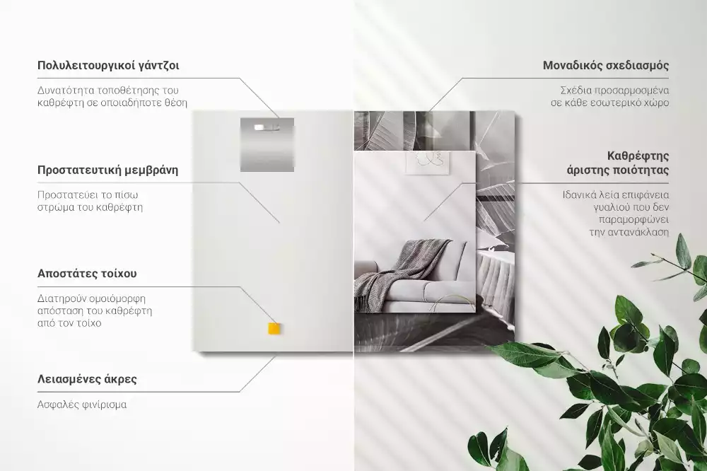 Rechthoekige spiegel met bedrukte lijst Bananenbladeren