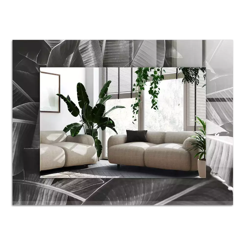 Rechthoekige spiegel met bedrukte lijst Bananenbladeren