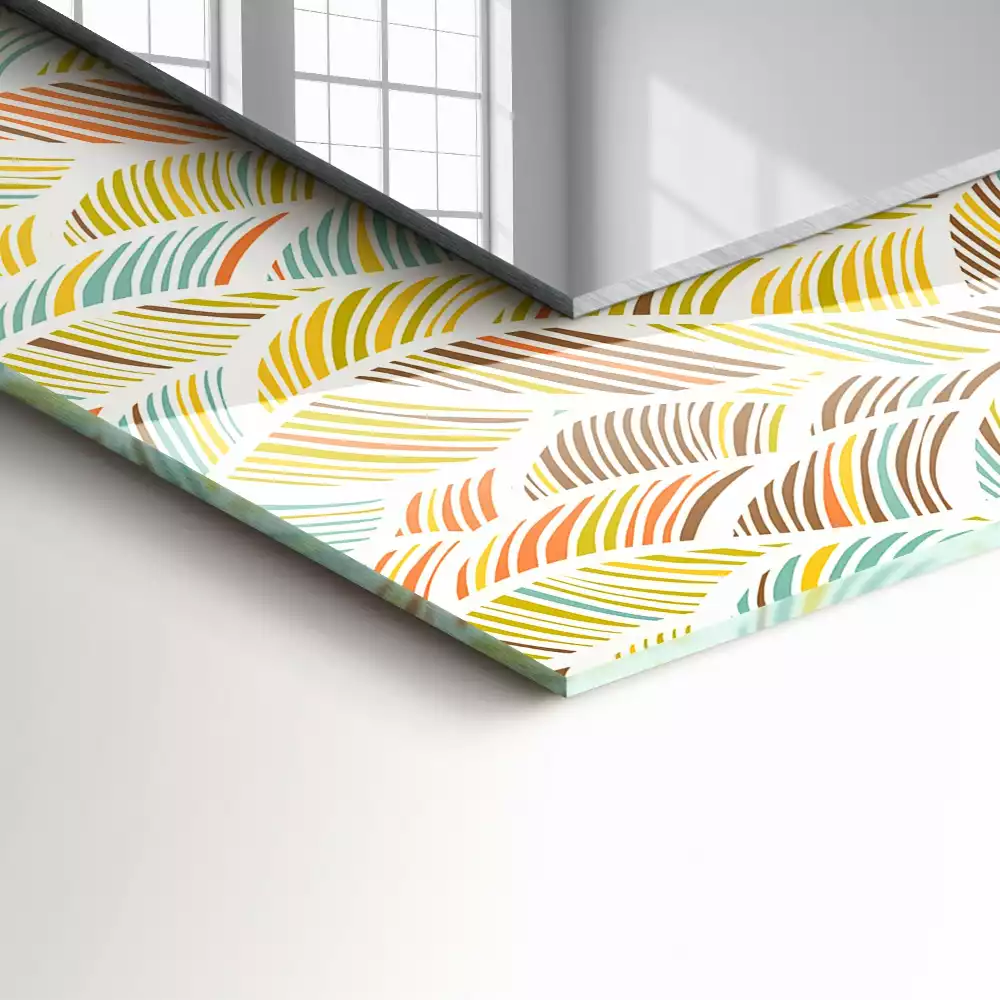 Bedrukte rechthoekige spiegel Kleurrijke golven van bladeren