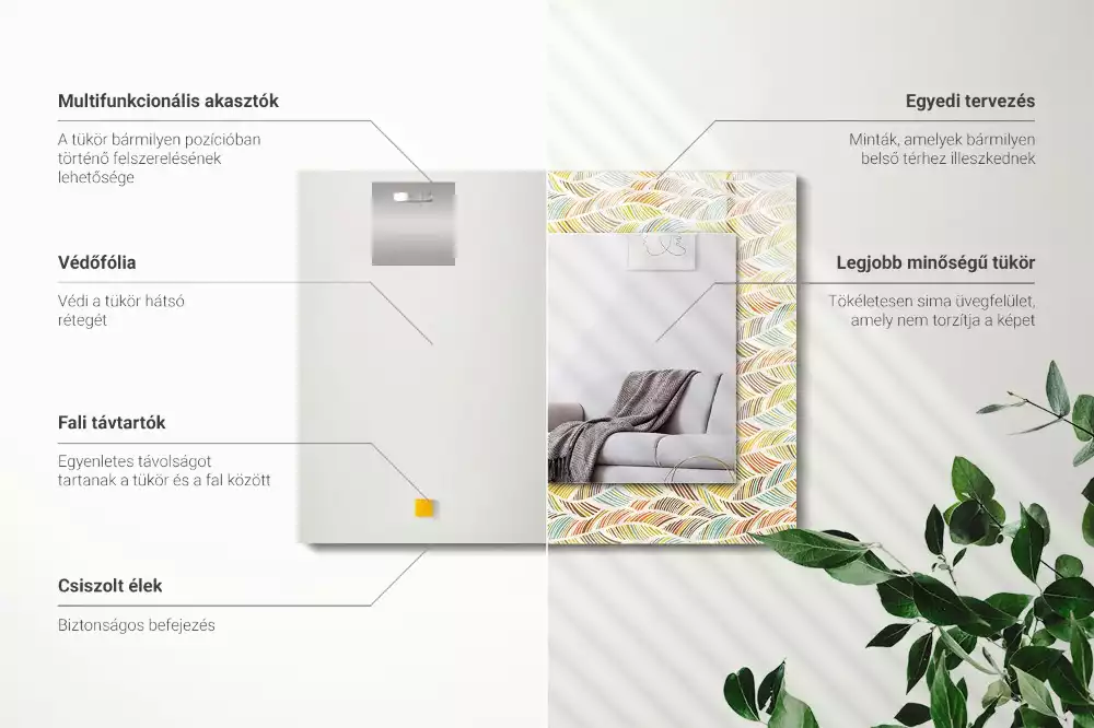 Bedrukte rechthoekige spiegel Kleurrijke golven van bladeren