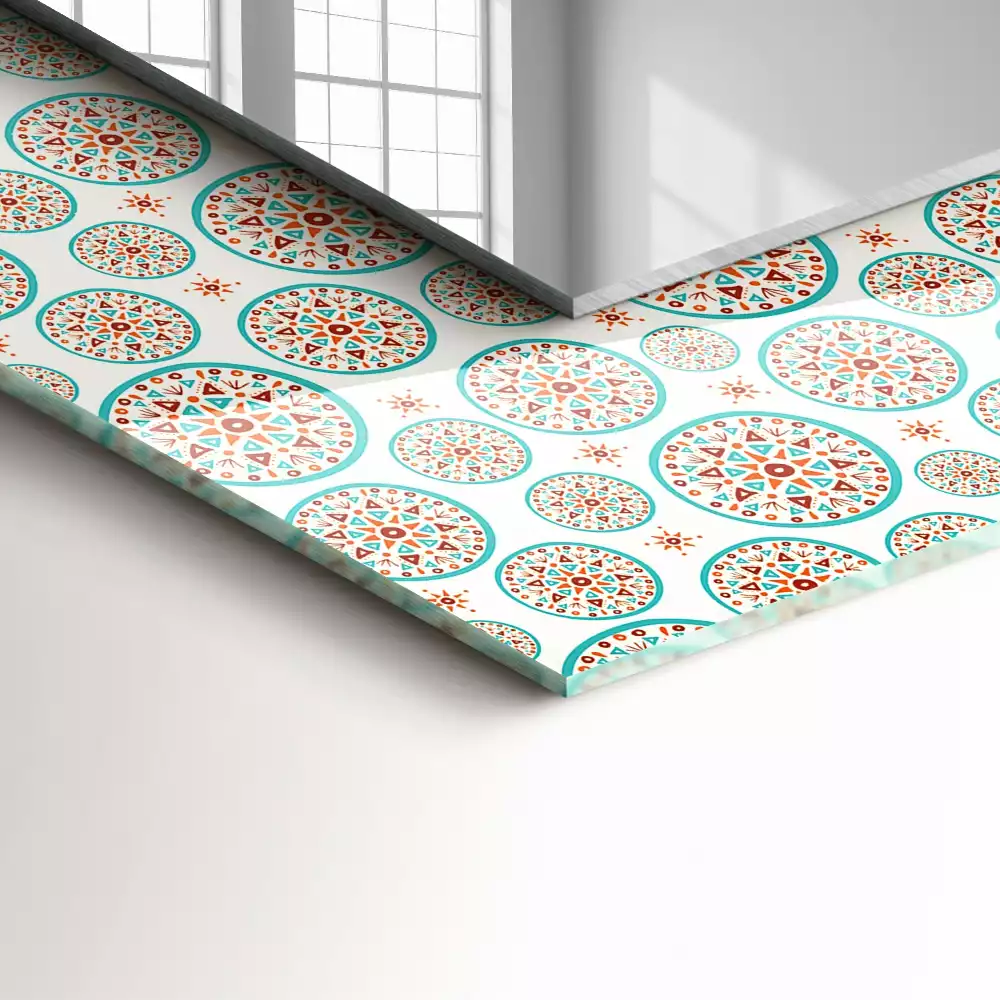 Rechthoekige spiegel met bedrukte lijst Kleurrijk cirkelpatroon