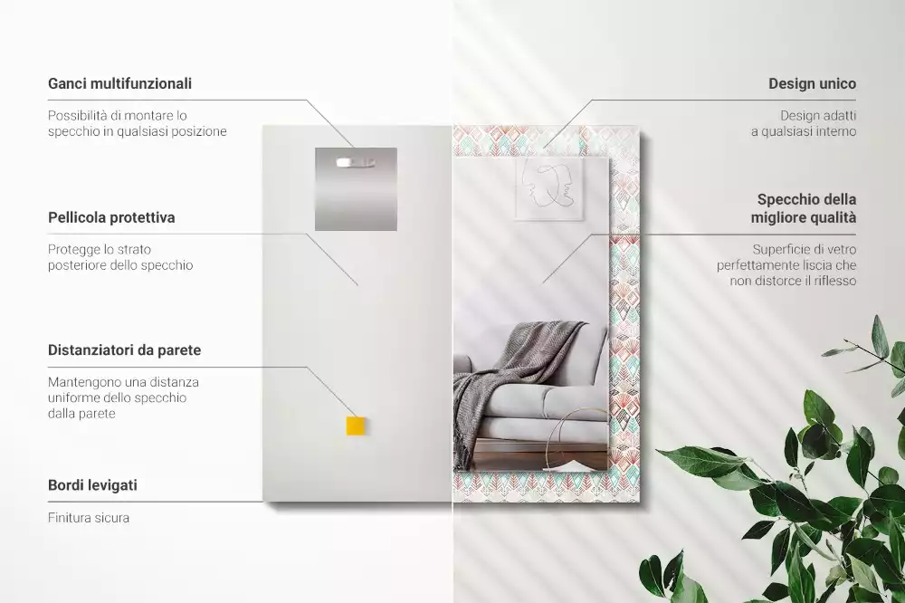 Rechthoekige spiegel met decoratie Kleurrijk geometrisch patroon