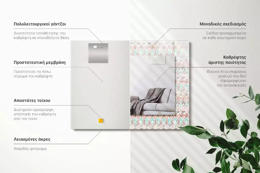Rechthoekige spiegel met decoratie Kleurrijk geometrisch patroon