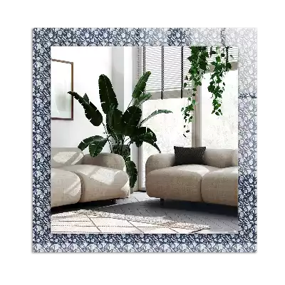 Rechthoekige spiegel lijst met print Blauw bloemenpatroon