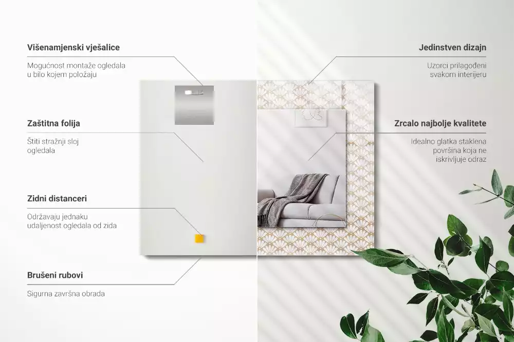 Bedrukte rechthoekige spiegel Geometrisch bloemenpatroon