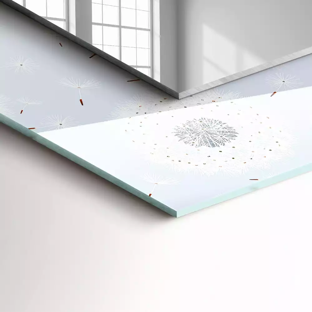 Rechthoekige spiegel met bedrukte lijst Paardenbloemen