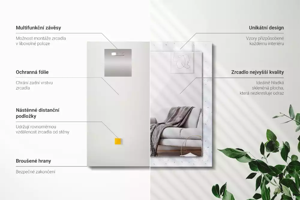 Rechthoekige spiegel met bedrukte lijst Paardenbloemen