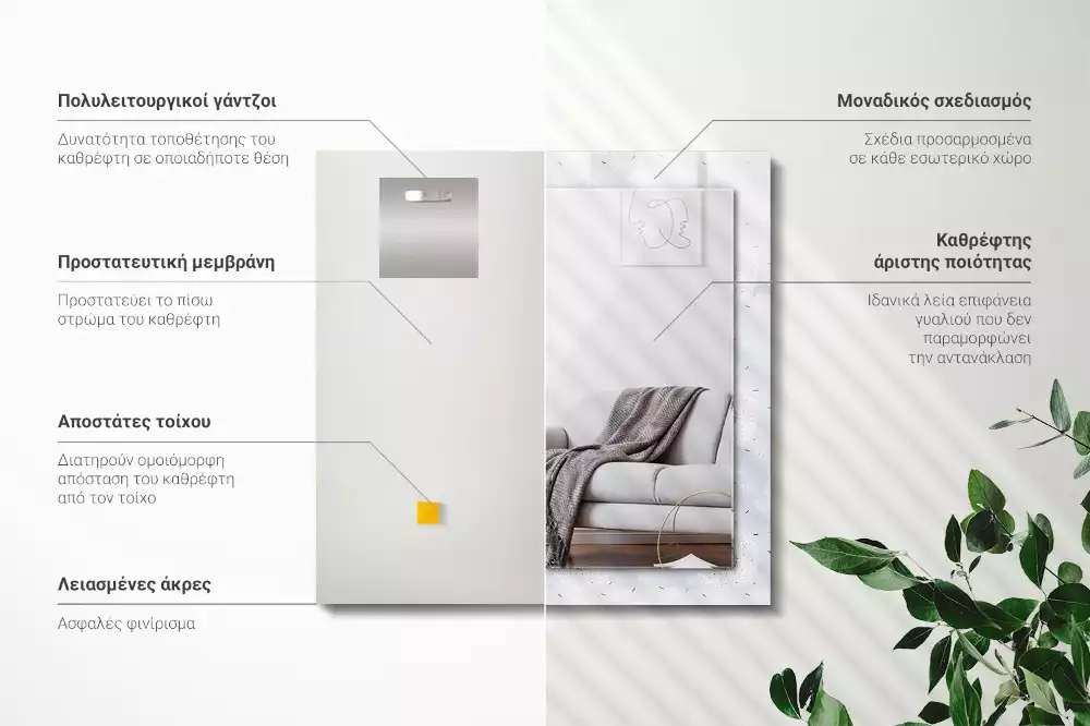 Rechthoekige spiegel met bedrukte lijst Paardenbloemen