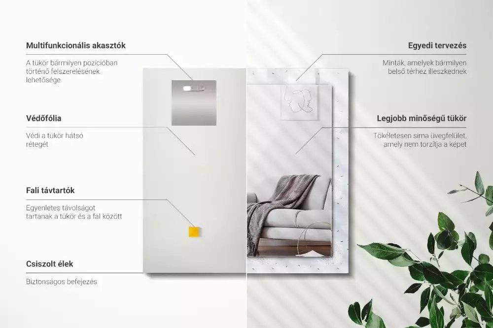 Rechthoekige spiegel met bedrukte lijst Paardenbloemen