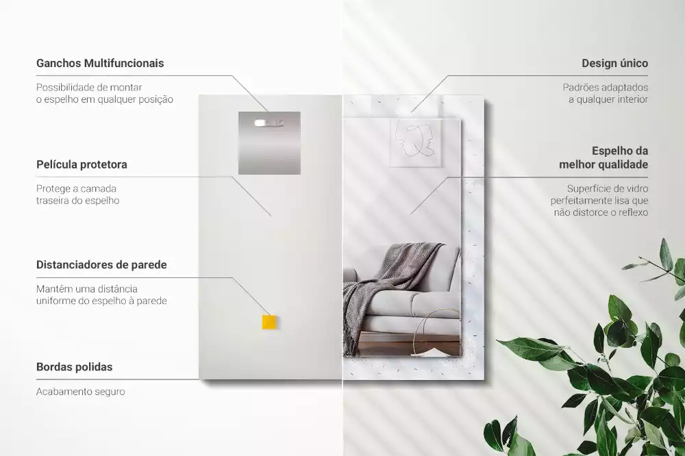 Rechthoekige spiegel met bedrukte lijst Paardenbloemen