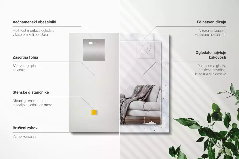 Rechthoekige spiegel met bedrukte lijst Paardenbloemen