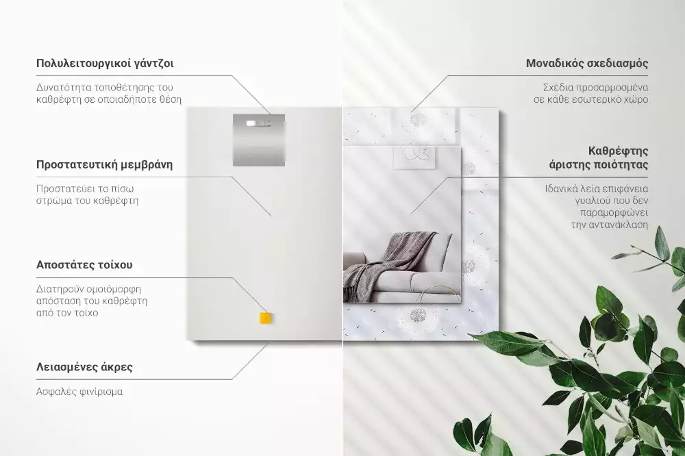 Rechthoekige spiegel met bedrukte lijst Paardenbloemen