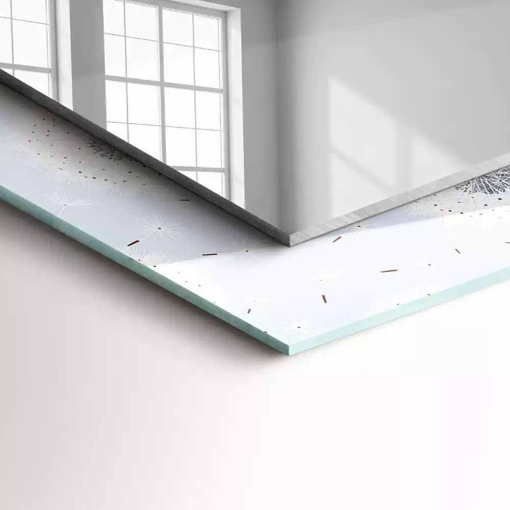 Rechthoekige spiegel met bedrukte lijst Paardenbloemen